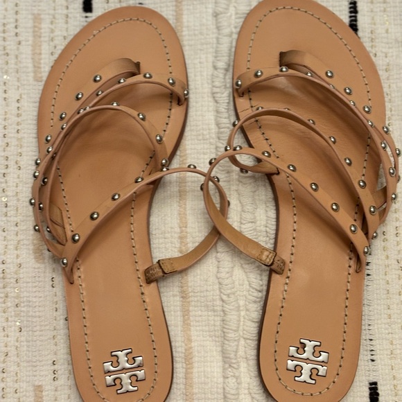 Tory Burch Beige Studded Sandals Size 9 - Picture 1 of 4
